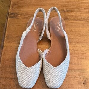 TOMS Cream Textured Slingback Flats 8.5